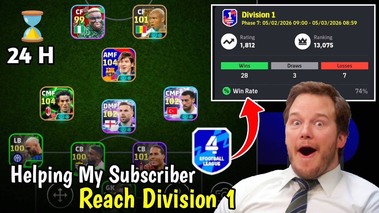 Helping My Subscriber Account Reach Division 1 From Division 4 😱🔥 - eFootball 2026 Mobile