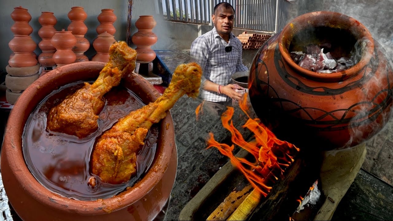 सीकर से लाई मिट्टी की हांडी मे बना Rajasthani Traditional Mutton | Chokha Dhaba | NONVEG FOOD JAIPUR