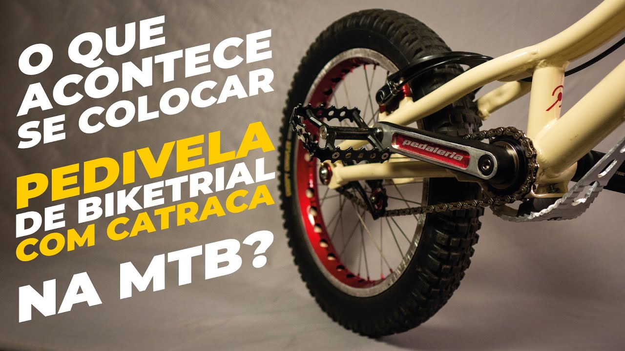 Instalamos pedivela com catraca, de biketrial, em uma mountain bike. Pedaleria