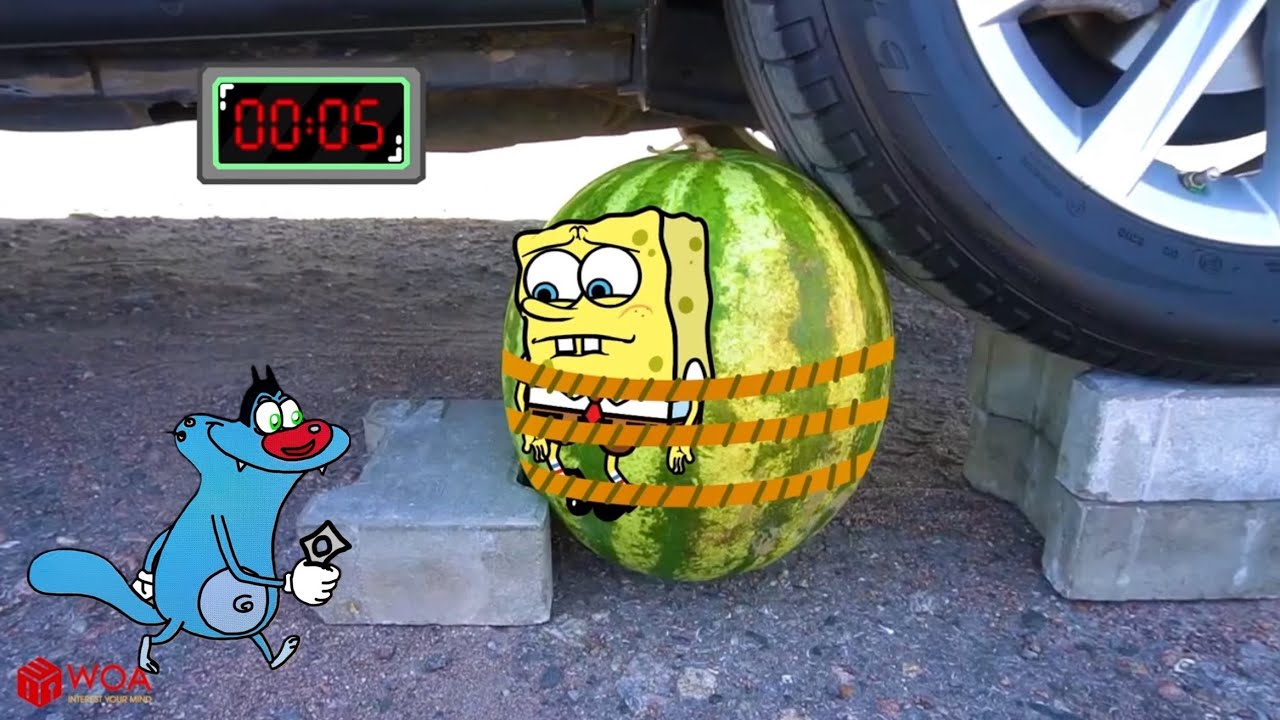 Car crushing oggy vs SpongeBob | crushing crunchy oggy 