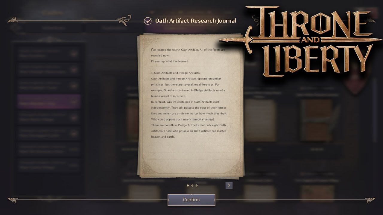 Oath Artifact Research Journal - Near Watchers Post Collection Codex THRONE AND LIBERTY