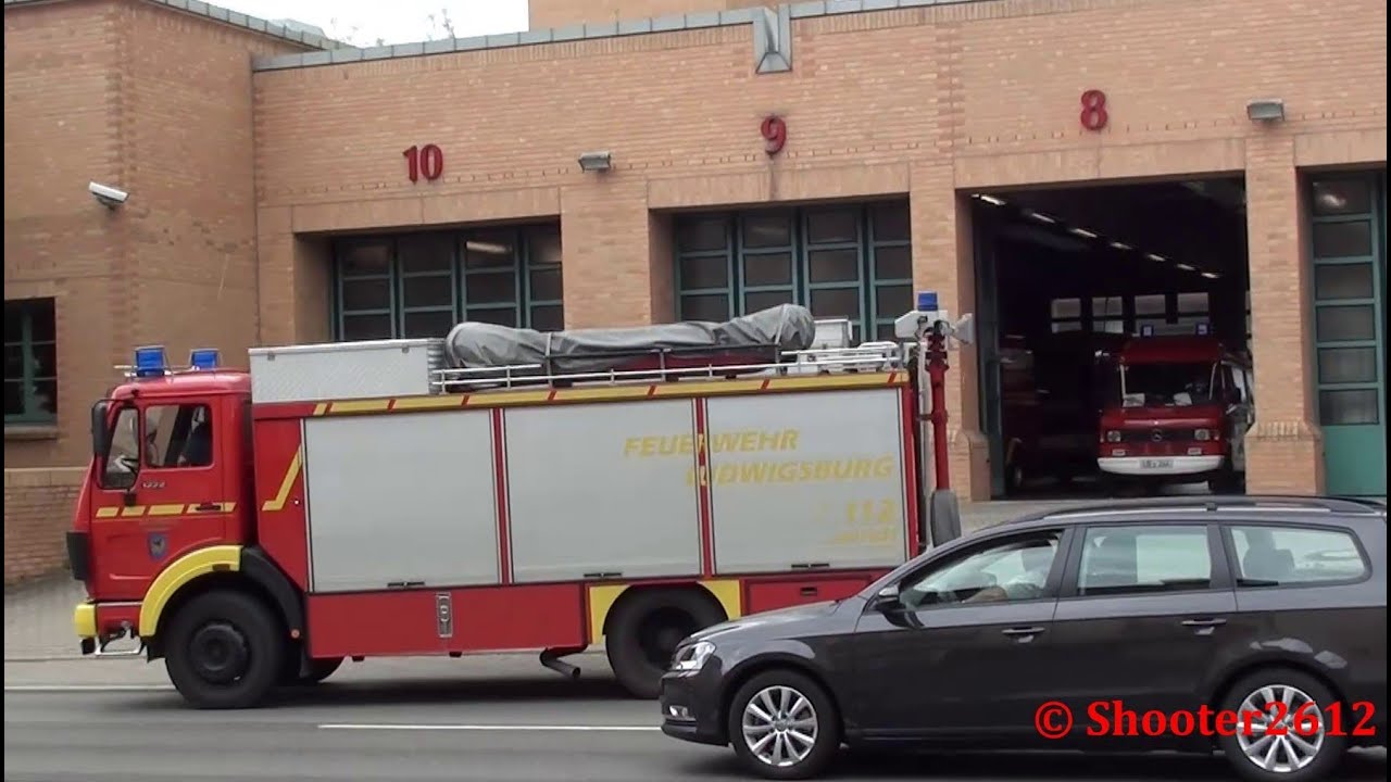 Alarm für Florian Ludwigsburg, Ausrücken zur rush hour  (ELW, HLF, RW, GW-Mess, GW-Umwelt)