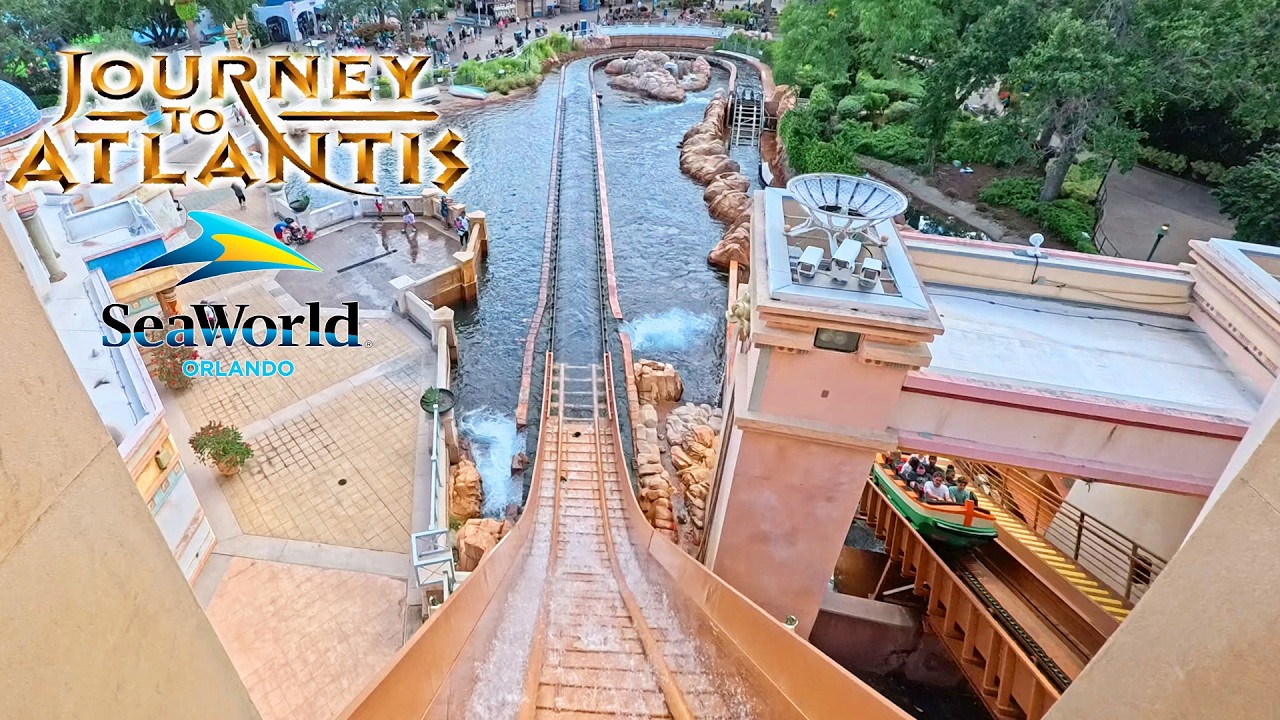 Journey to Atlantis 4K Front Seat POV - SeaWorld Orlando