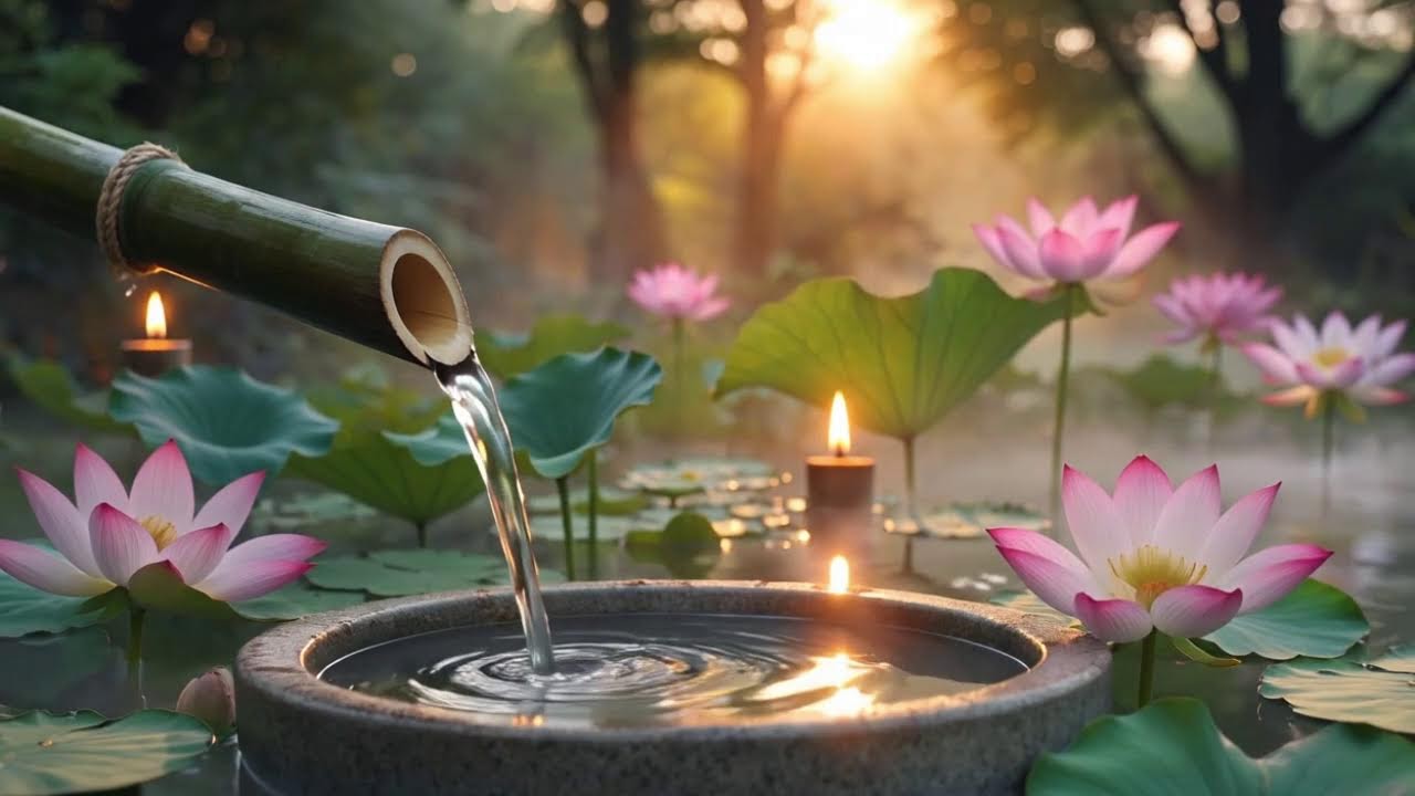 Bamboo Water Fountain Sounds with Relaxing Piano Music for Deep Sleep