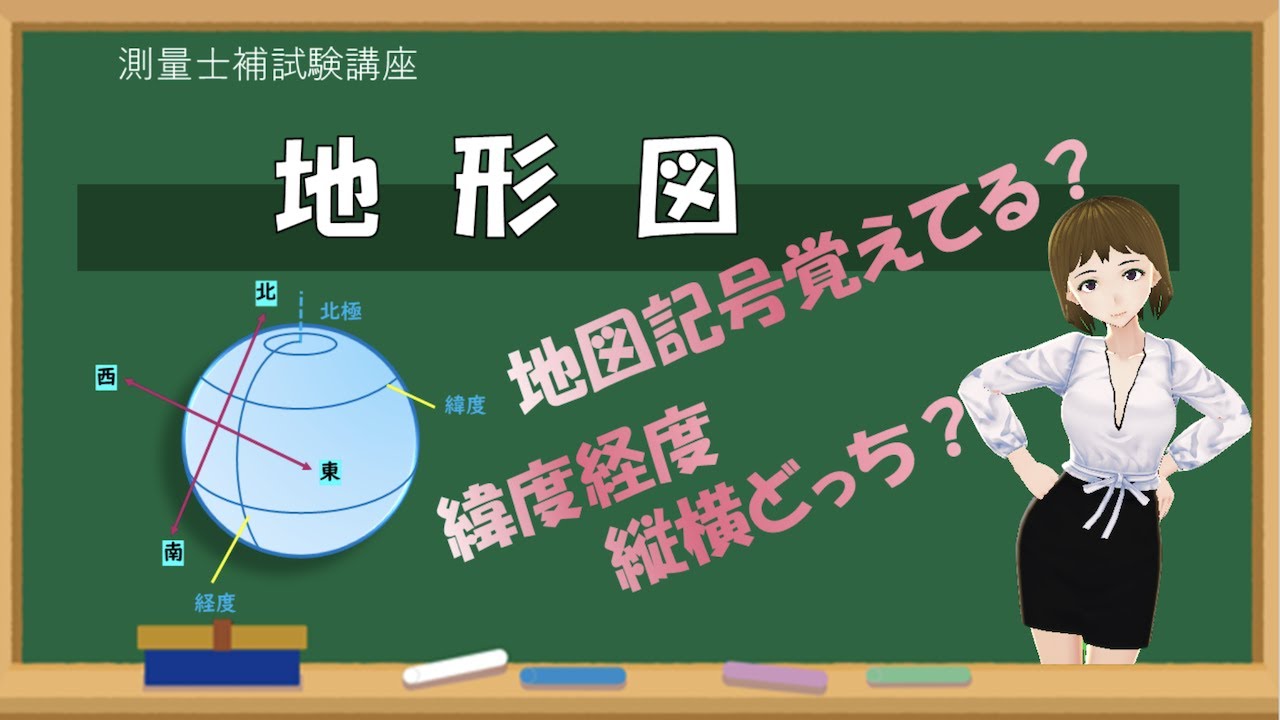 地形図の経緯度計算の問題です。直定規を使います。色々な地図記号を覚えていますか？直定規で地図上の距離を測り、比例式を作れば、すらすら解けちゃいますよ〜♪