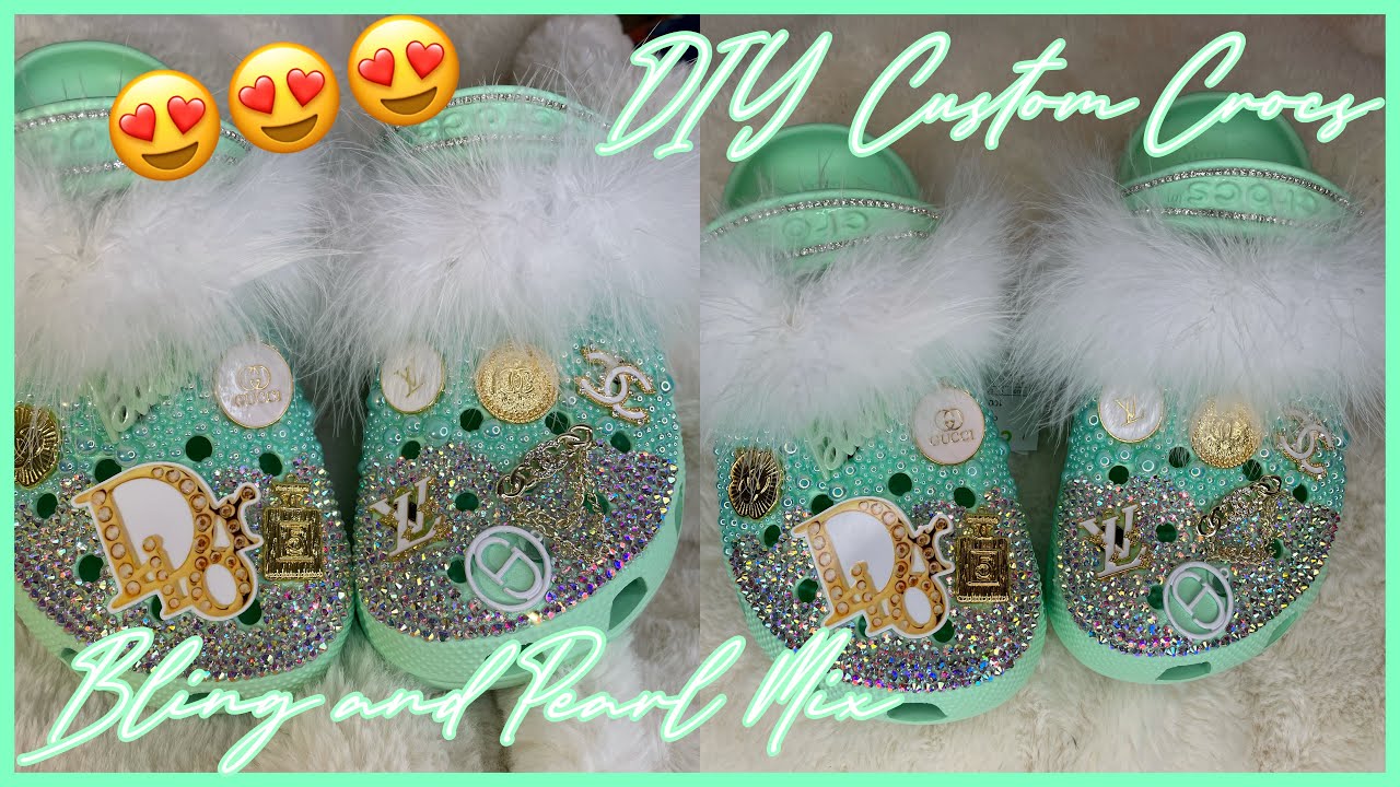 DIY Bling and Pearl Mix Crocs| DIY custom crocs| Entrepreneur Series Ep.4 💗|QueenAria Ziya