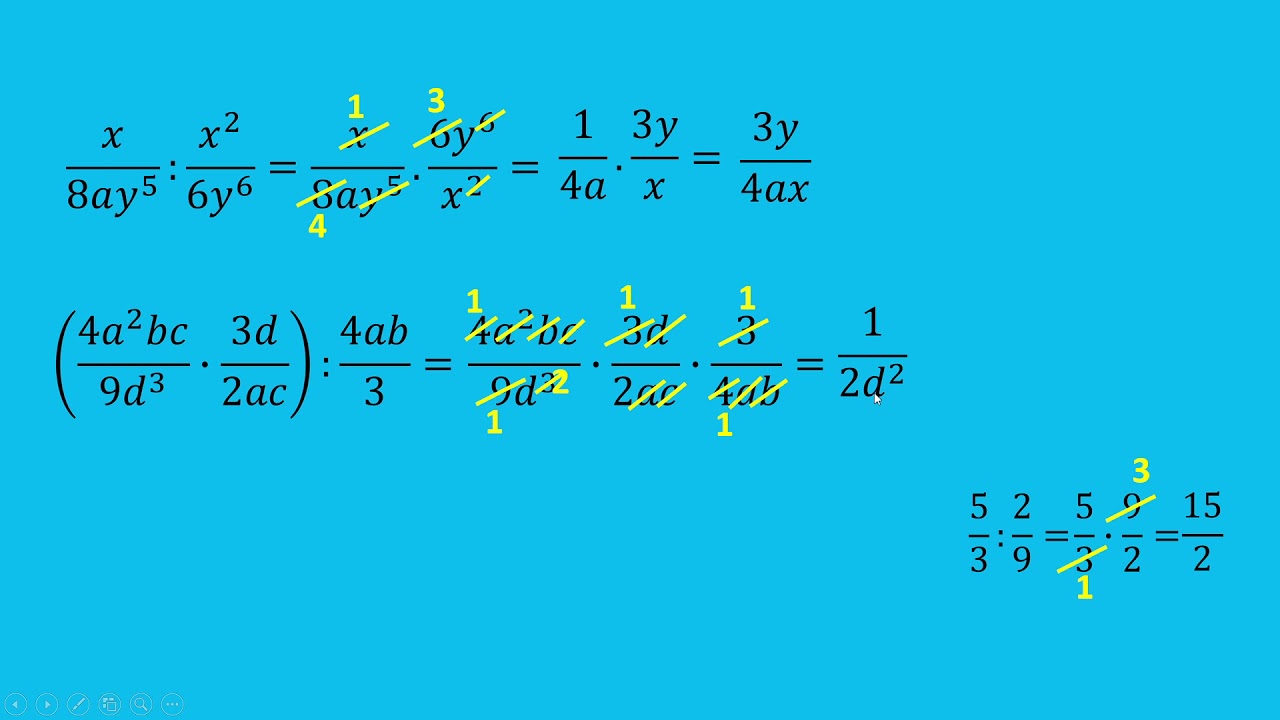 Algebrai törtek szorzása és osztása