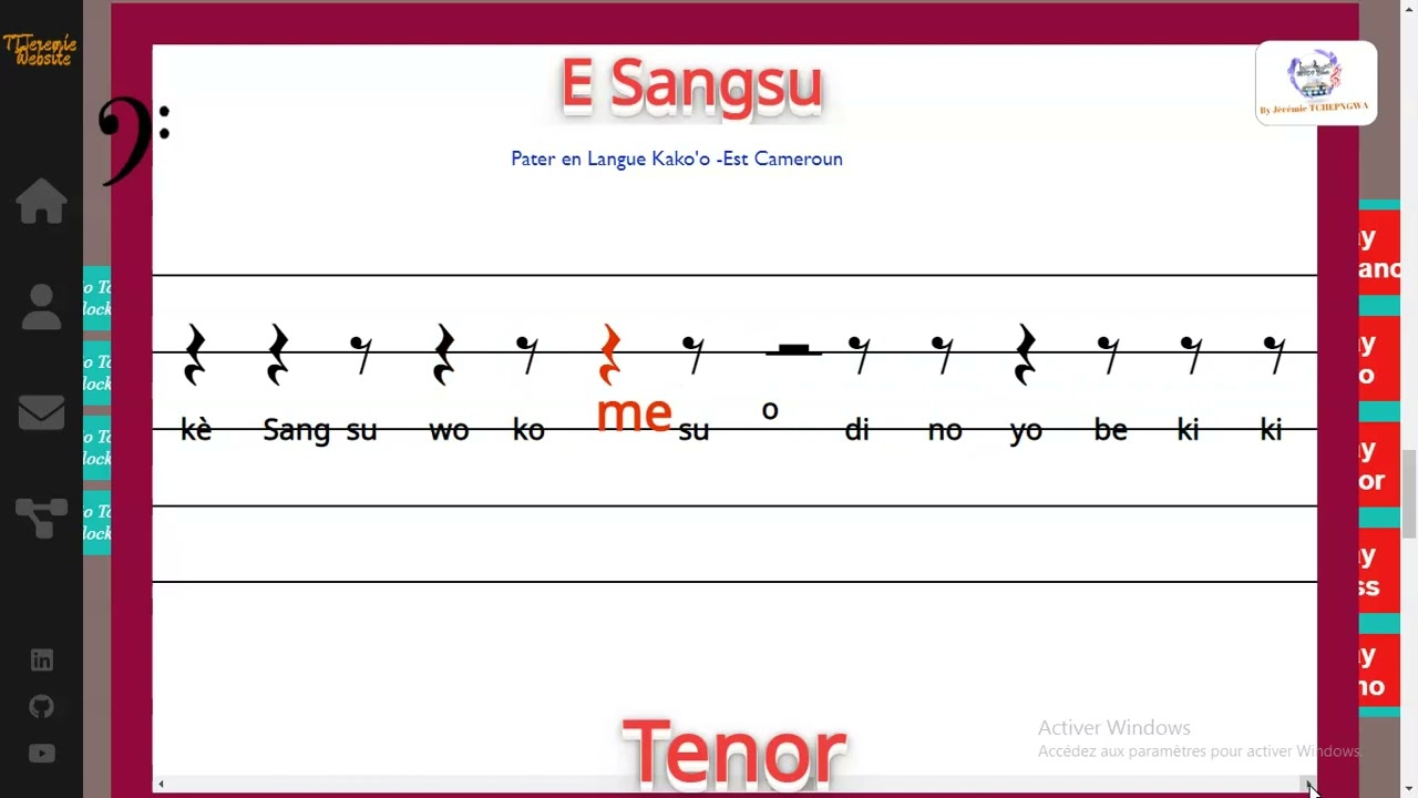 E Sangsu - Pater en Langue Kako'o -Est Cameroun - Abbé Bilossi Felix / Eric Dassie Wendji - Tenor