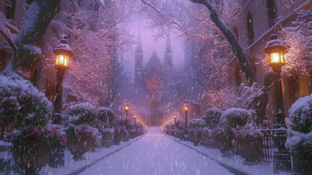 Snow Quietly Covering the Road as Winter Morning Holds the World in Silence