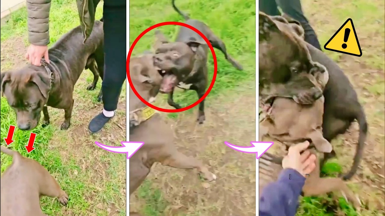 Dos perros tipo bull se pelean en un parque ⚠️ - ¿Qué se debe hacer?