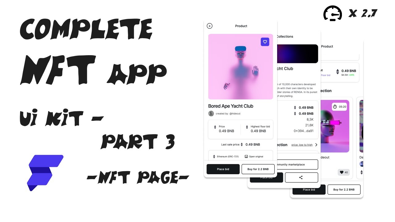 Complete NFT App UI Kit - NFT Collection & Details (Part 3) | FlutterFlow Tutorial