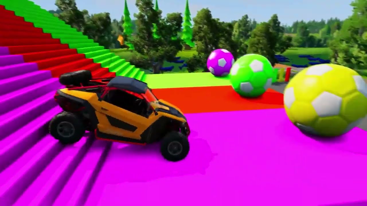 Monster Truck vs Slide Color Ball BeamNG Tractor x GTA 5
