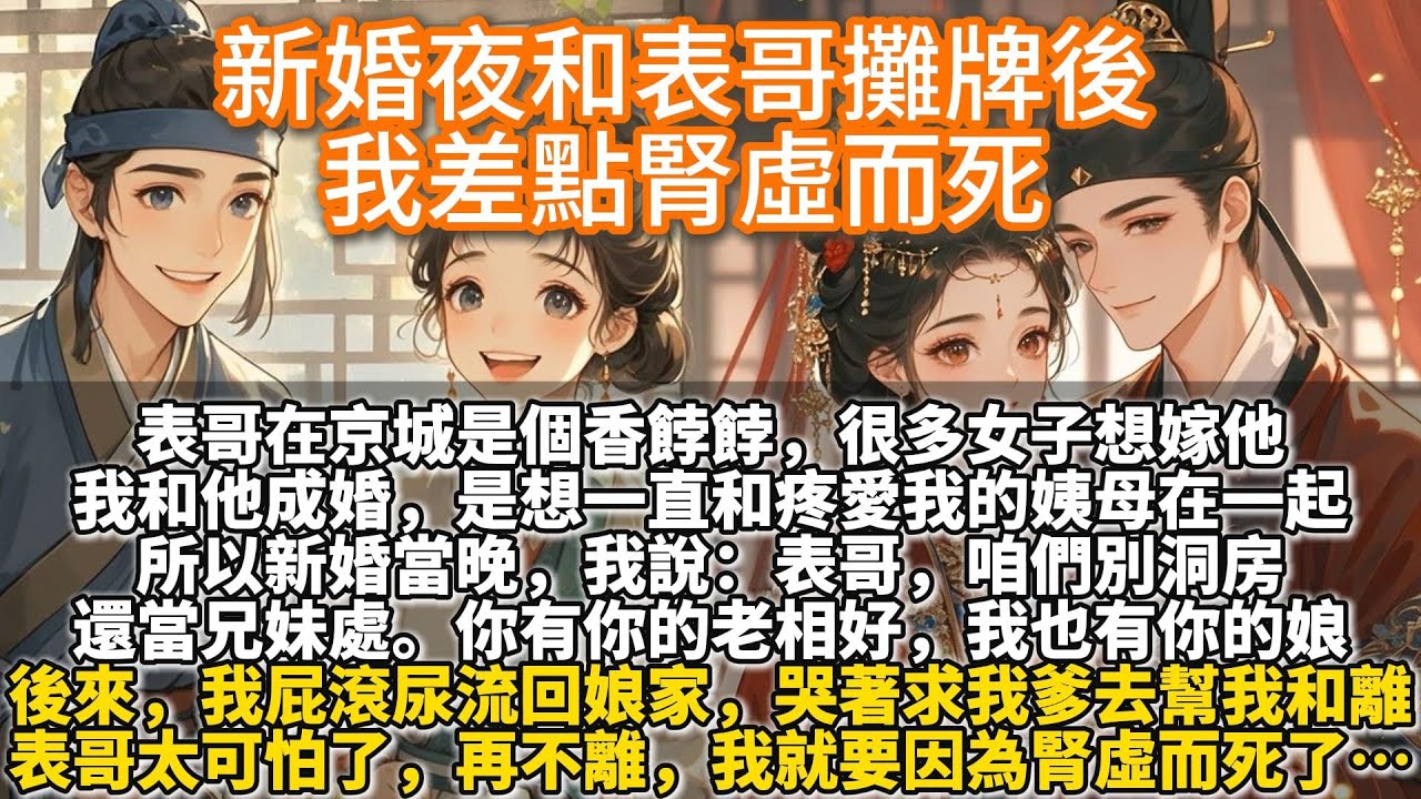 完結有點小癲文：新婚夜和表哥攤牌後，我差點腎虛而死。表哥在京城是個香餑餑，很多女子想嫁他。我和他成婚，是想一直和疼愛我的姨母在一起。聽聞他也有個相好的姑娘。新婚當晚，我說：表哥，咱們別洞房，還當兄妹處