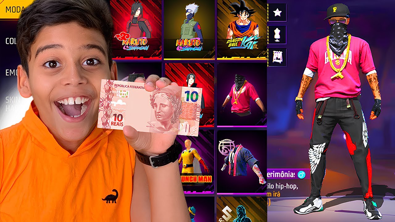 COMPREI UMA CONTA DE APENAS R$10 REAIS PRO MEU IRMÃOZINHO NO FREE FIRE!! 😍