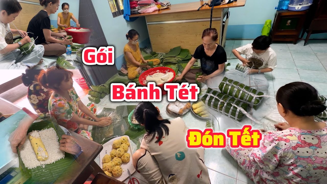 Hương Vị Bánh Quê Ngày Tết - Tài Tí Tẹo Cùng Mẹ Và Các Cô Rộn Rã Gói Hơn 100 Đòn Bánh Tét Đón Tết