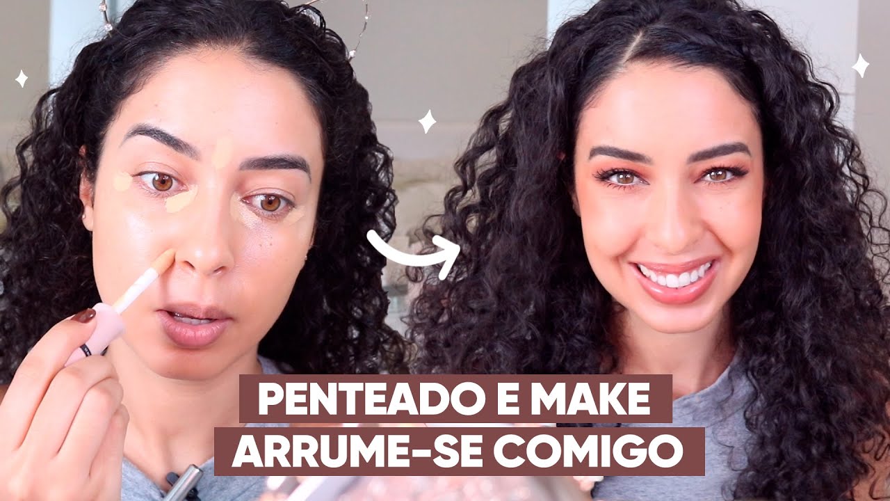 PENTEADO FÁCIL PRA CABELO CACHEADO E MAKE BÁSICA PRO DIA DIA - ARRUME-SE COMIGO | JULIANA LOUISE