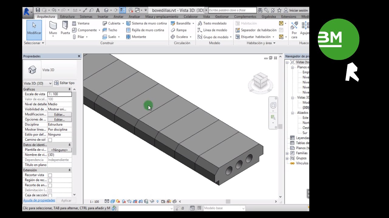 REVIT. Familias basadas en linea. Bovedillas.