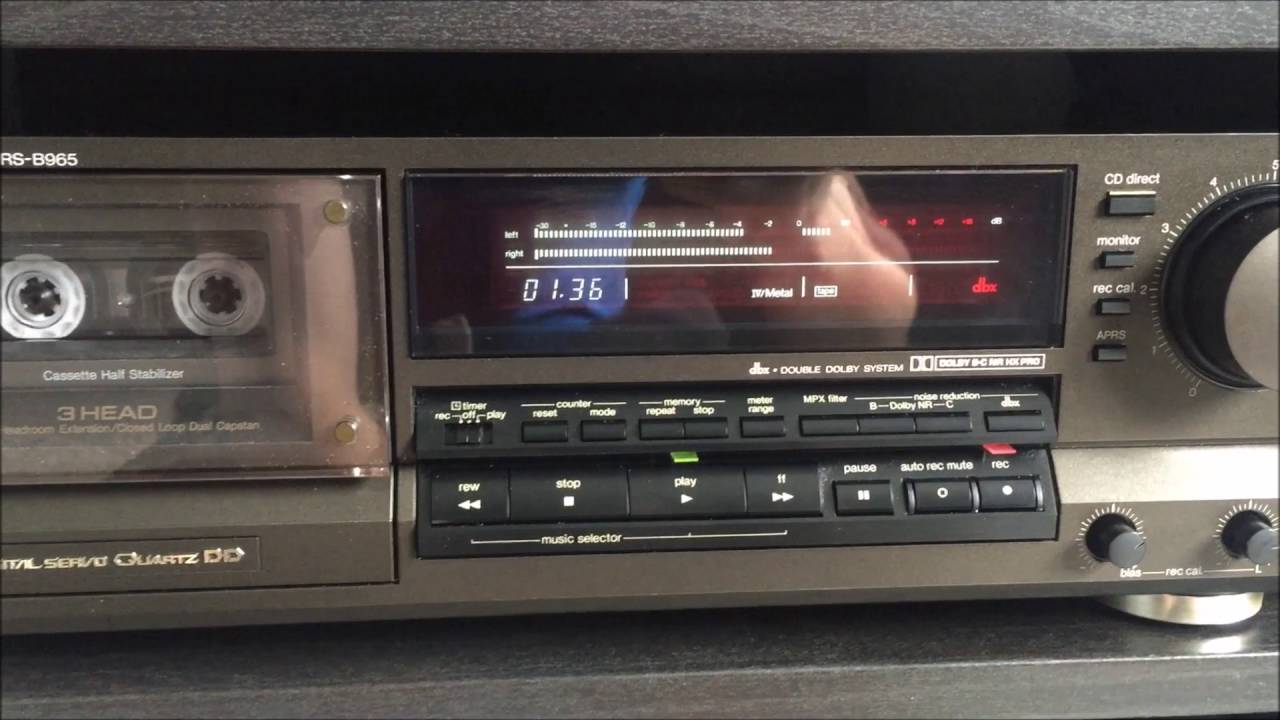 Technics RS-B965 Cassette Deck demo with dbx noise reduction