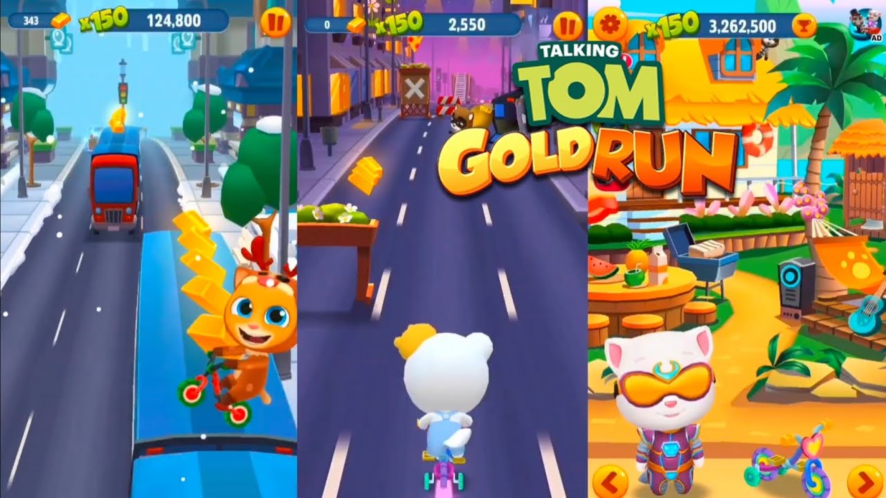 Talking Tom Gold Run 🔥- Reindeer Ginger vs Polar Bear Angela vs Cyber Angela || HD🔥 Gameplay-130