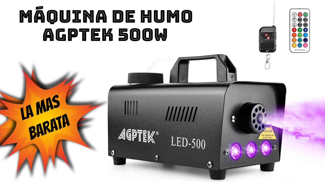 🌪️Máquina de humo AGPTEK con luz LED💨500W