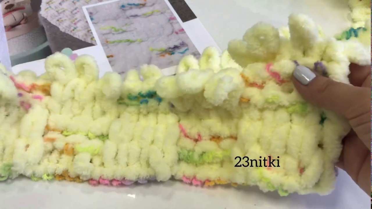 Alize Puffy Color. Какие узоры получаются при вязании этими нитками. Вяжем плед.