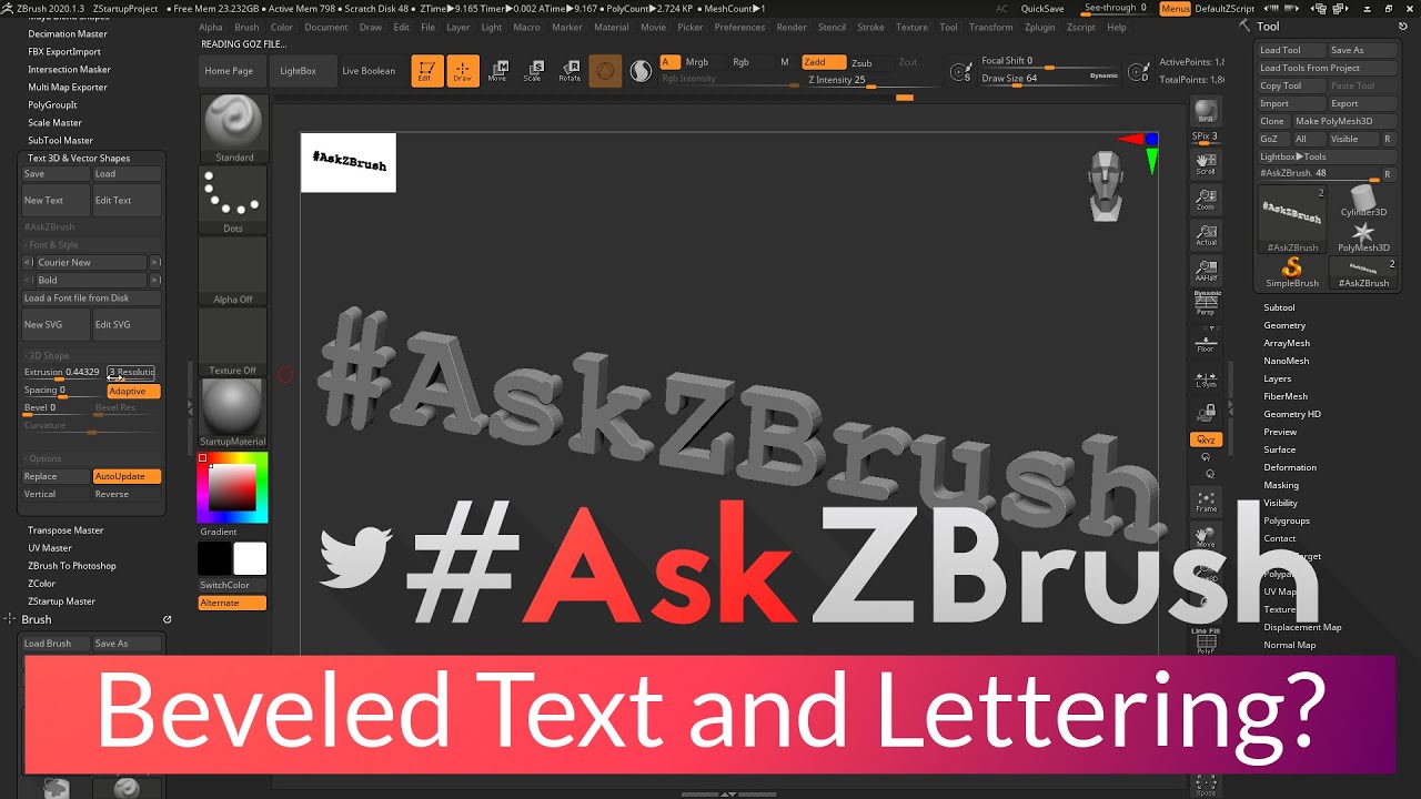 #AskZBrush: “How can I make beveled text and lettering?”