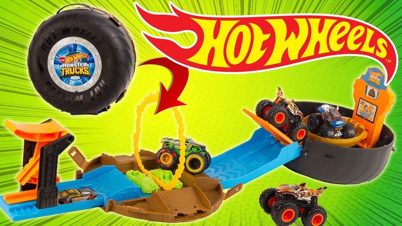 HOT WHEELS Monster Trucks Stunt Tire Un pneu qui se transforme en piste de cascades!