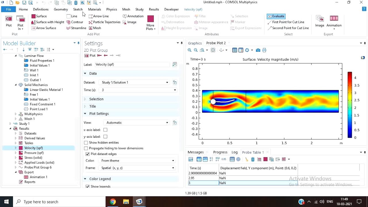 Fluid-Structure interaction using COMSOL | Vibrating plate in fluid flow | Fully coupled