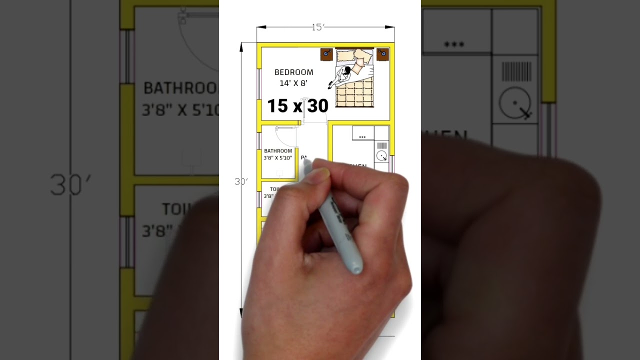 15 x 30 house plan || Ghar ka naksha || ghar ka plan || autocad || home plan #viralshorts