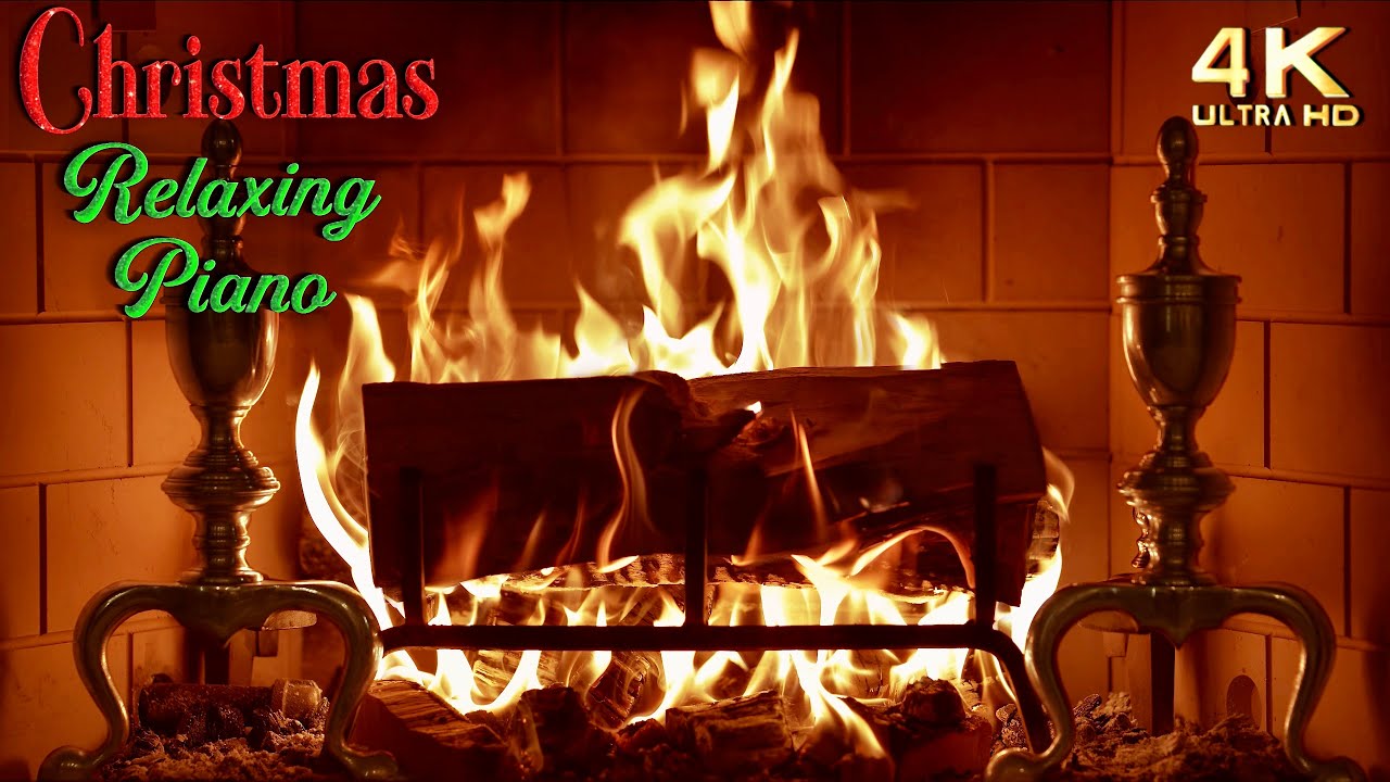🔥 Relaxing Piano Christmas Music Fireplace 🎄 No Ads