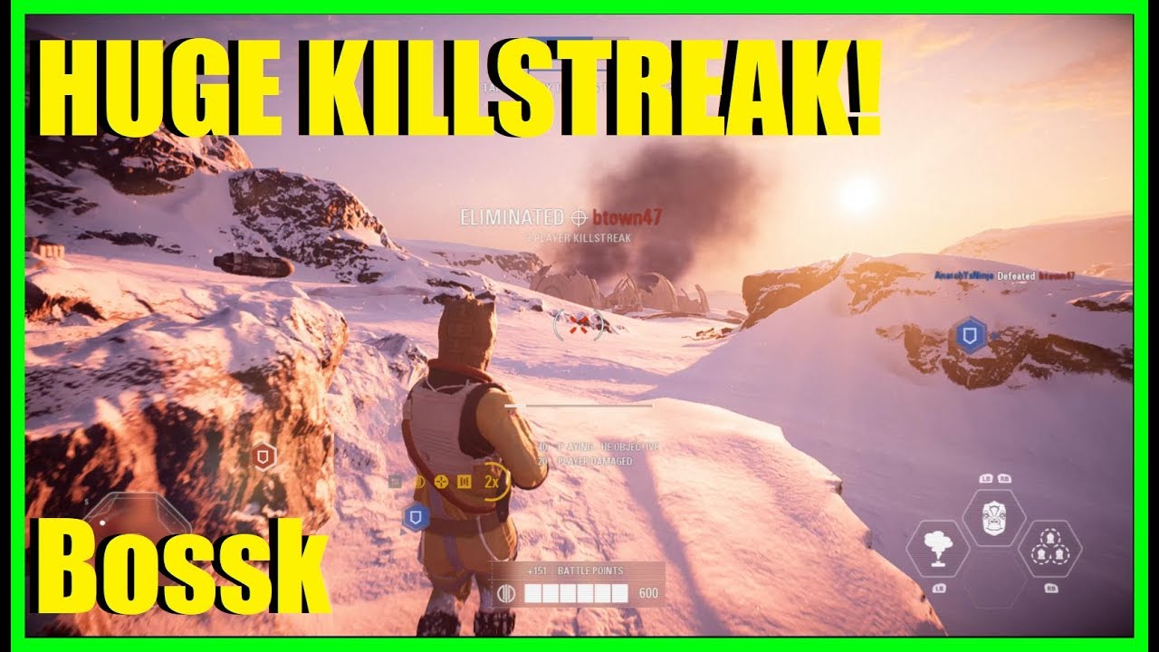 Star Wars Battlefront 2 - HUGE 50+ Bossk killstreak! | Galactic Assault on Hoth! (EL-16HFE)