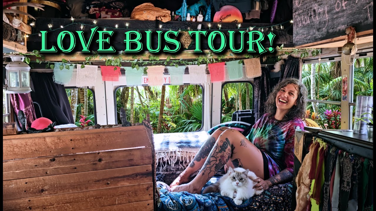 Barefoot Flower Child's LOVE BUS Tour! (Built with Pallets)