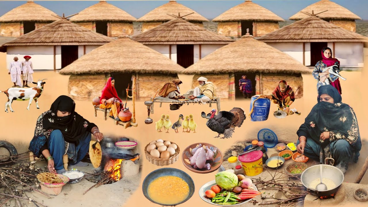 Very Unique Pakistani Desert Village Natural Life | Desert Women Daily Routine | Desert Village Life