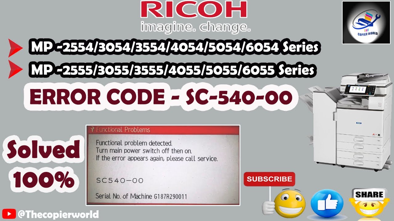 Error Code Ricoh MP 3054/5054/5055 SC540-00 || SC 540-00 error Ricoh MP 3054/5054 || SC 540-00 error
