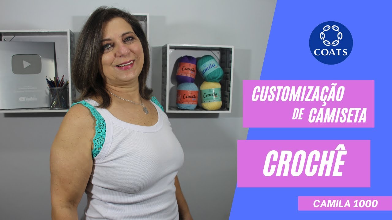 Customização de Camiseta em Crochê | Camila 1000 - By Cristina Amaduro