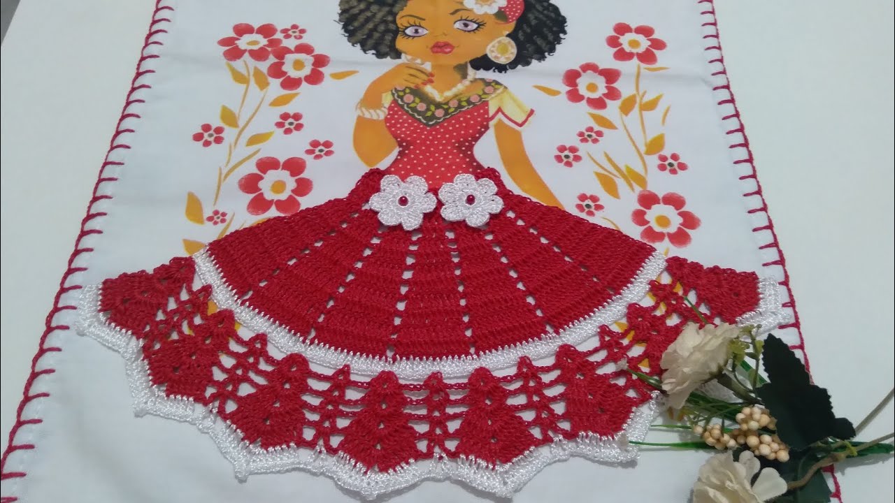 Saia de Crochê Para Boneca de Pano de Prato  Ester #cidaartscrochê