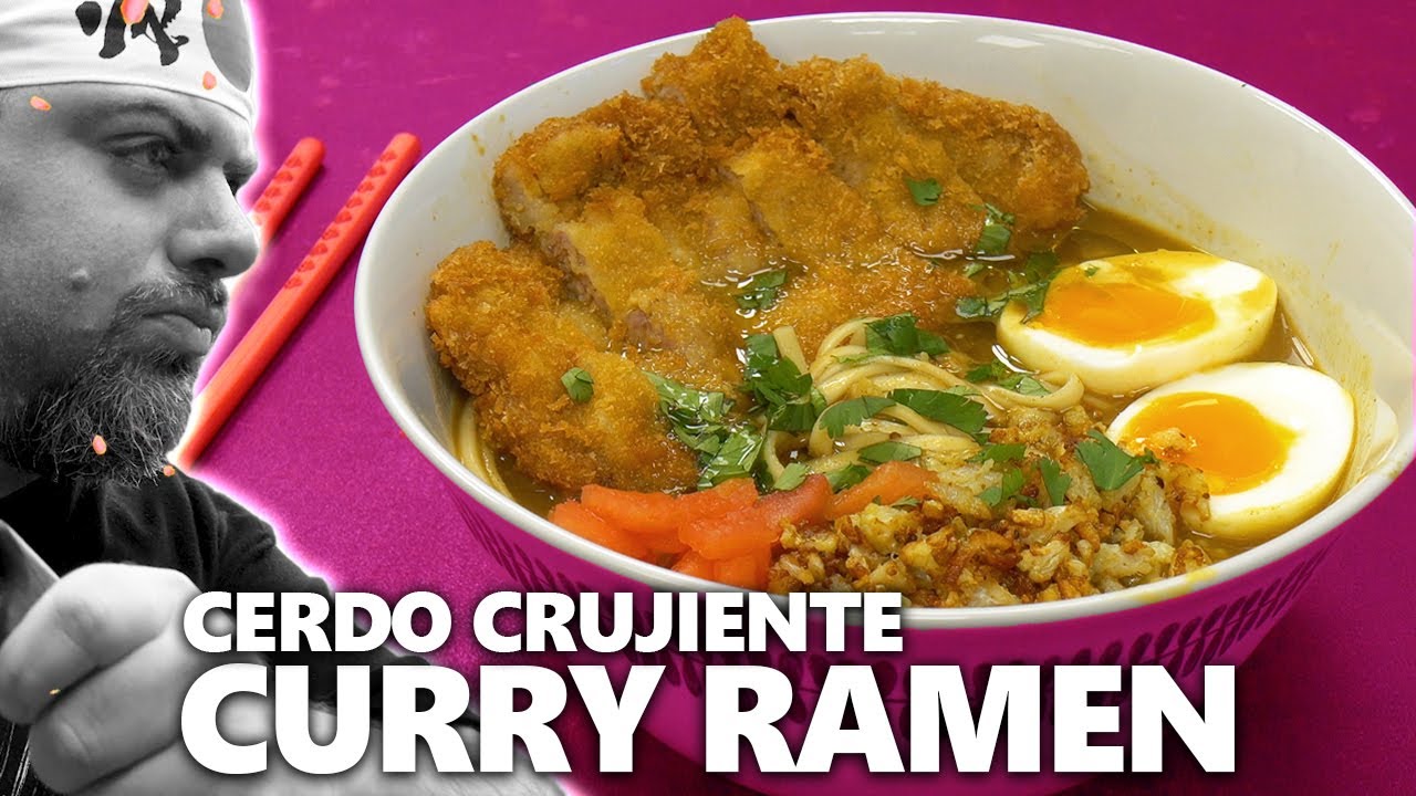 RAMEN 🍜  de curry con CERDO CRUJIENTE (Tonkatsu curry ramen)