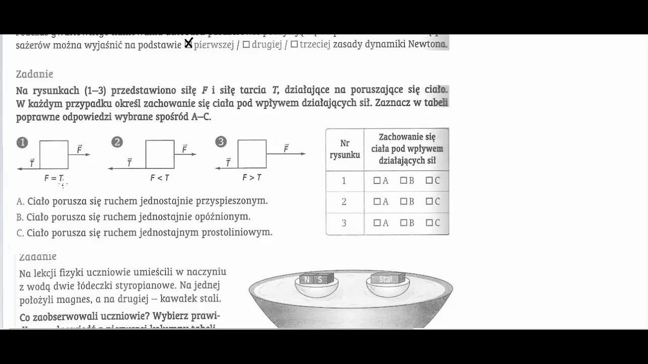 Dynamika - rozwiązujemy zadania testowe