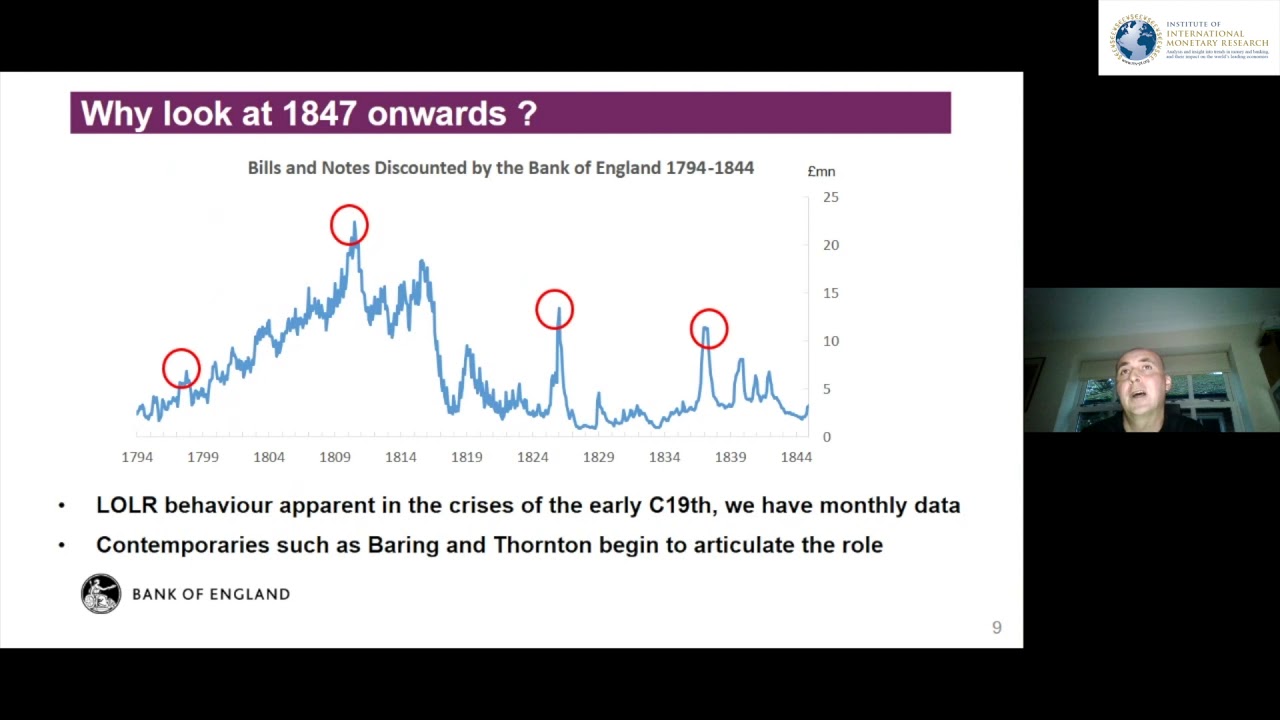 IIMR Money webinar, Autumn 2020: 'The Bank of England as Lender of Last Resort in C19th'.   R Thomas