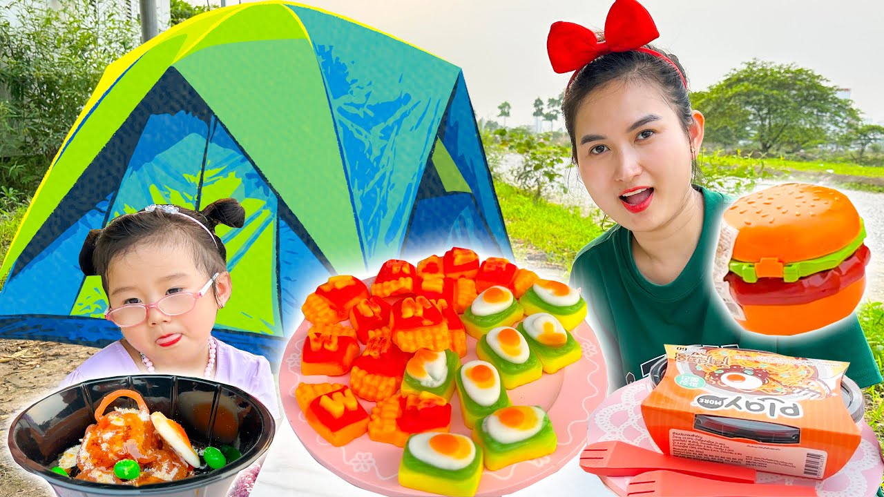 Cam Cam và buổi cắm trại bất ổn được ăn : hamburger, mì tôm trộn, Kẹo dẻo nồi cơm - Cam Cam TV