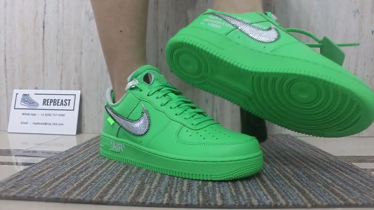 OFF WHITE x Nike Air Force 1 Low &ldquo;Light Green Spark&rdquo; On Feet