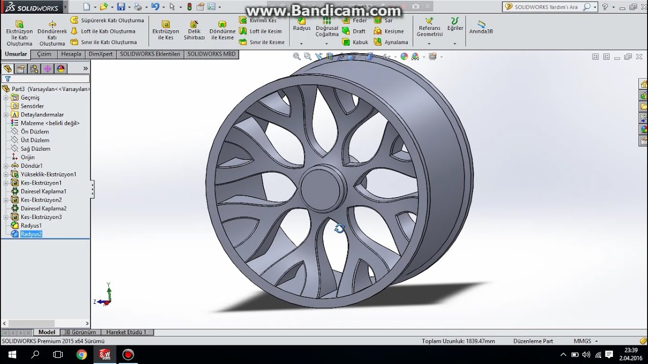 SolidWorks Jant Tasarımı/Çizimi
