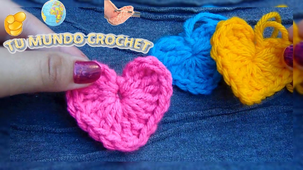 MINI CORAZONES A CROCHET! PRÁCTICO Y HERMOSO PARA APLICAR