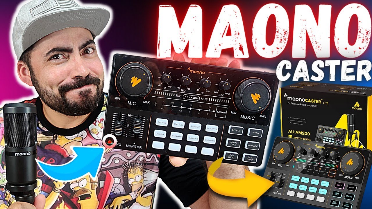 KIT COM PLACA DE SOM E MICROFONE, BOM E BARATO!!! MAONO CASTER LITE AU-AM200 S1 (UNBOXING E REVIEW)