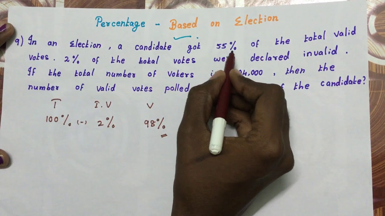 PERCENTAGE - BASED ON ELECTION | EASY METHOD #9