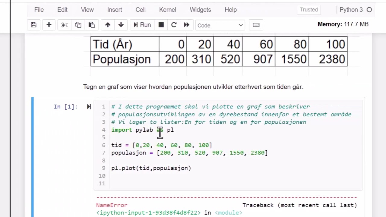 Å tegne graf i Python  1P,  2P 0g 2PY