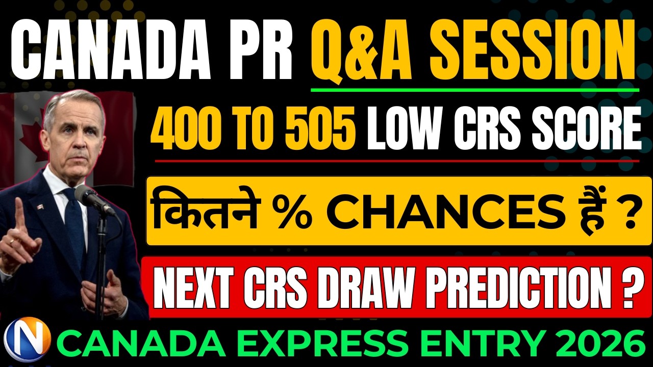 Canada PR Q&A session ! 400 to 505 Low CRS Score | Next CRS Draw Prediction for Express Entry 2026 ?