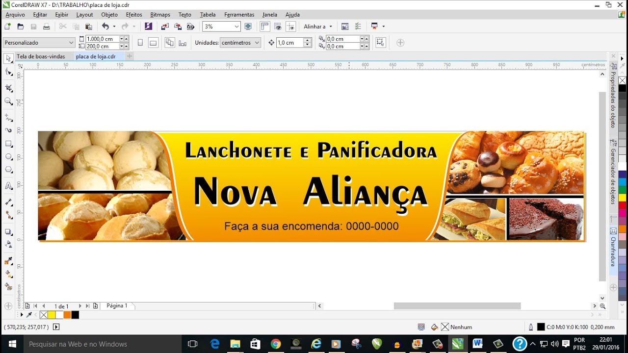 Fazendo Placa para padaria no CorelDraw X5, X6, X7