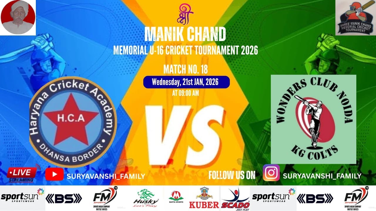 HARYANA C. A. VS NOIDA WONDERS C. A. | 7th SHRI MANIK CHAND U - 16 CRICKET TOURNAMENT 2026