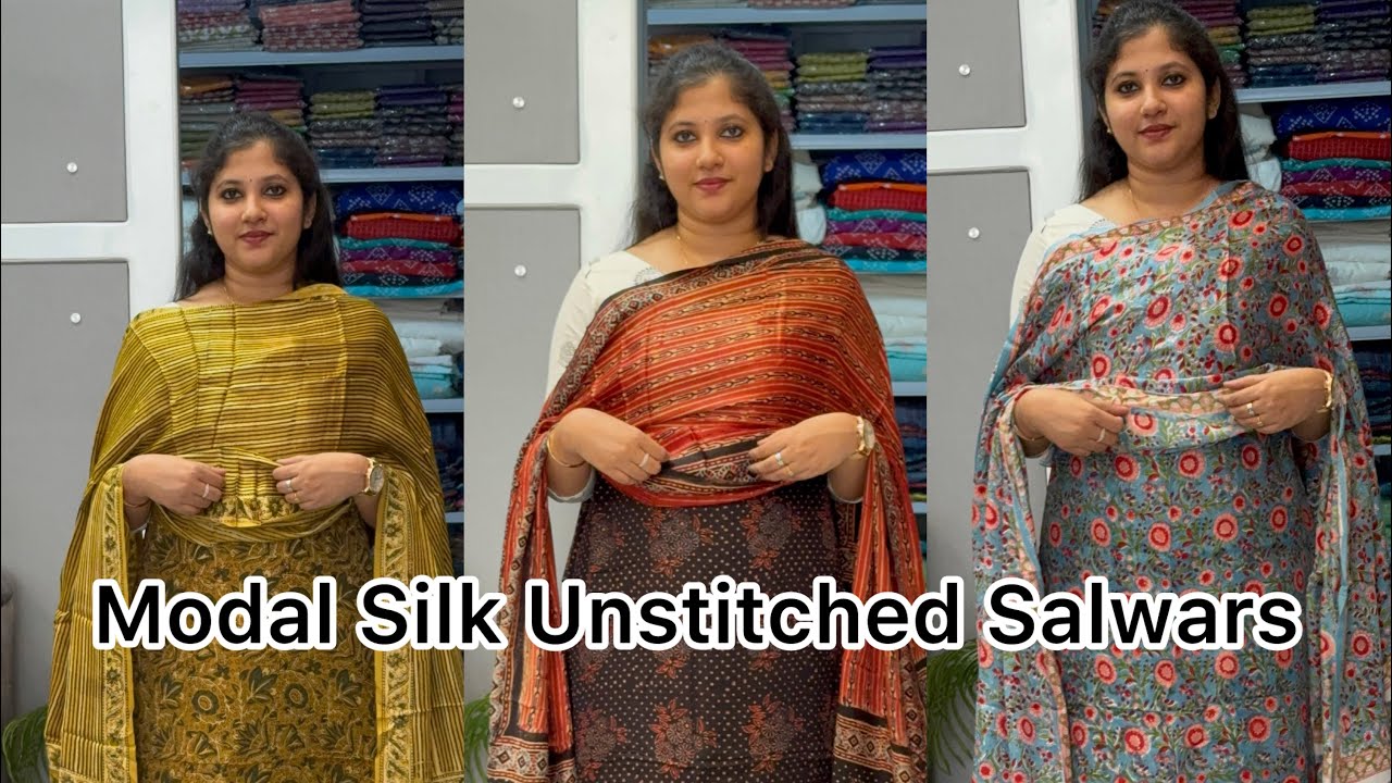 Modal Silk Unstitched Salwars 2 Piece sets@Eza_fabz 